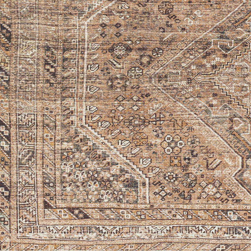 Tapis oriental brun clair / orange lavable à la machine Westbrook, Rectangle 7 pi 10 po x 10 pi 2 po