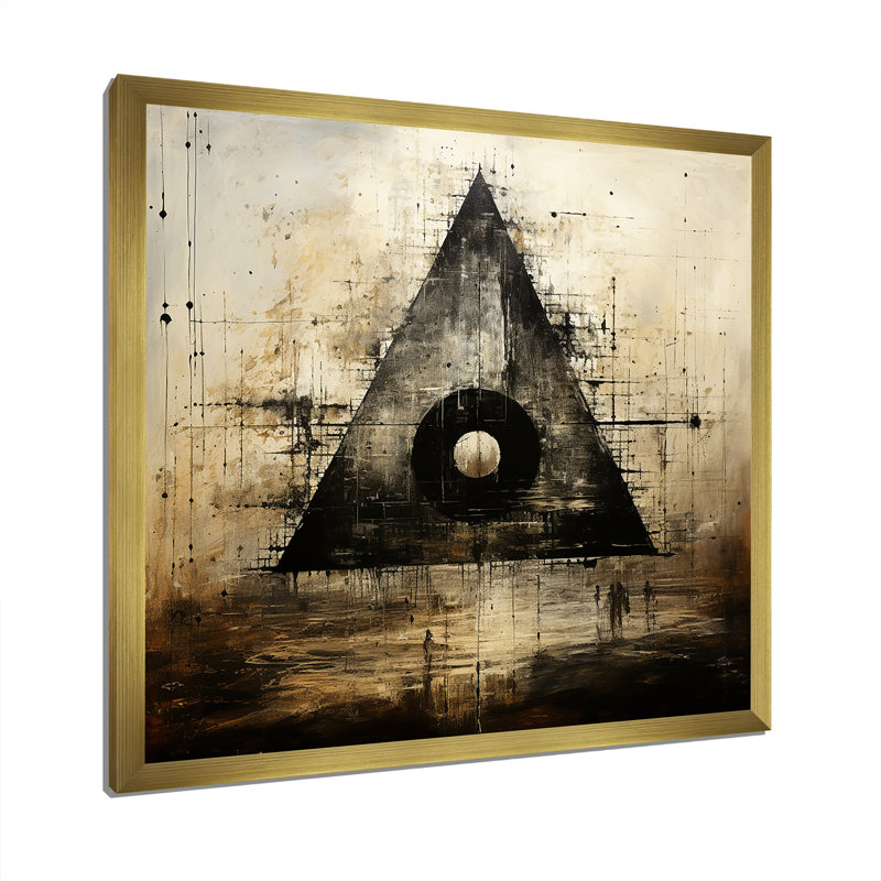 «Minimalisme beige et noir», impression sur toile, Cadre doré simple, H 30 po x l 30 po x P 1 po
