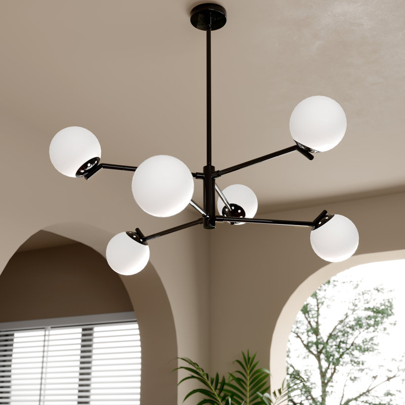 Glenarm 6-Light Dimmable Sputnik Linear Pendant, Matte Black