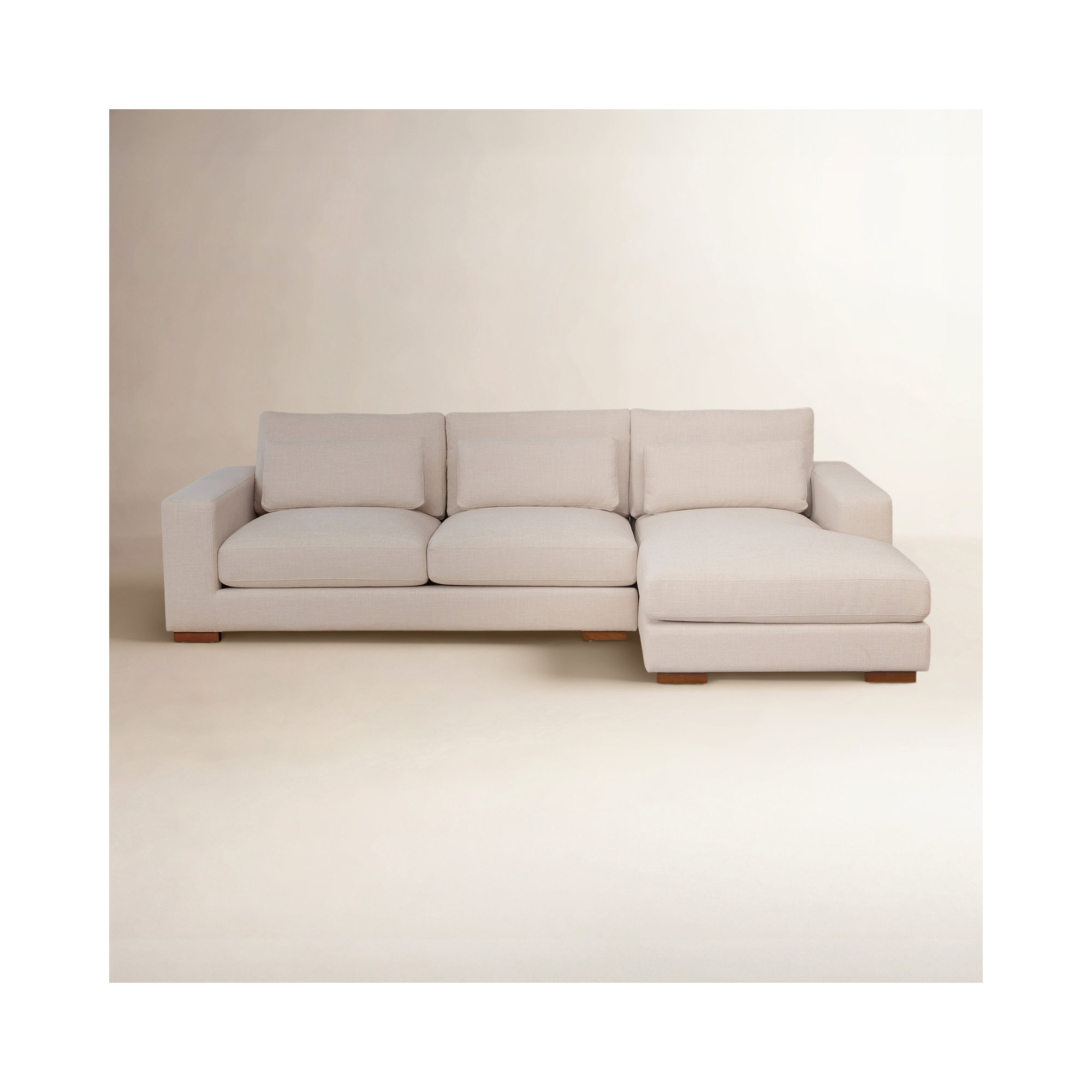 Copley 2-Piece 106.3” Upholstered Sectional, Beige Cotton Blend, Right Hand Facing