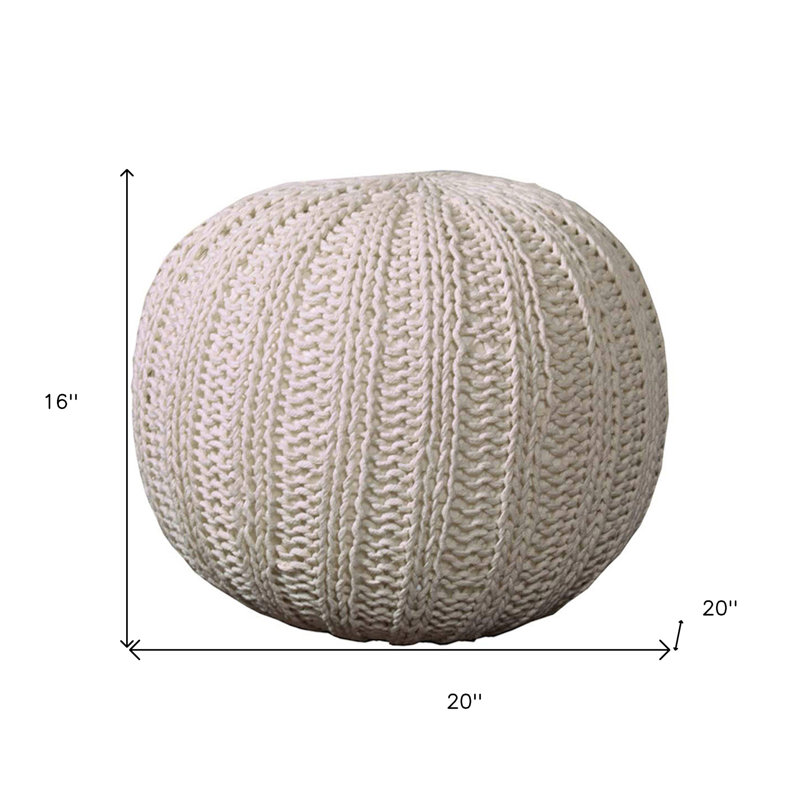 Pouf rond en coton 20 po beige, Beige