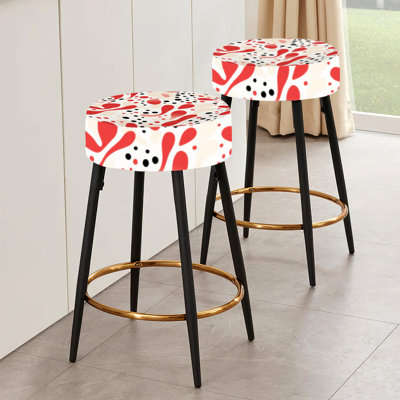 Ensemble de 2 tabourets de bar à pois rouges et blancs