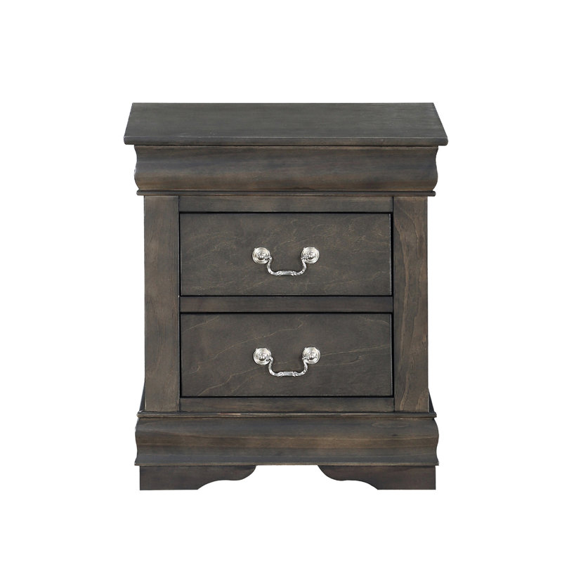Table de chevet en pin massif gris foncé 2 - Décorez votre chambre à coucher avec la table de chevet à poignées en métal Flair