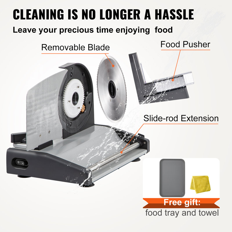 VEVOR 7.5" Silver Electric Meat Slicer with Blade Guard