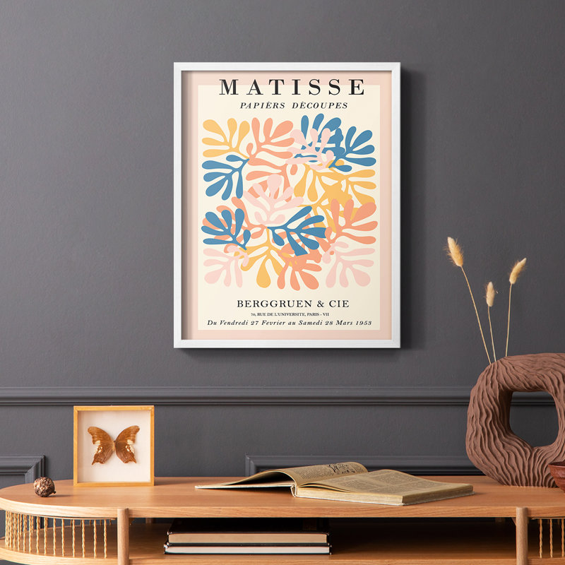Matisse LXXXV Framed Print - Solid Wood, 28" H x 22" W, White
