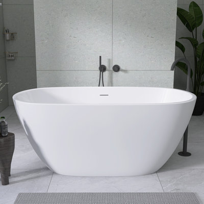 Baignoire de trempage autoportante en acrylique avec drain central 55 po x 30 po