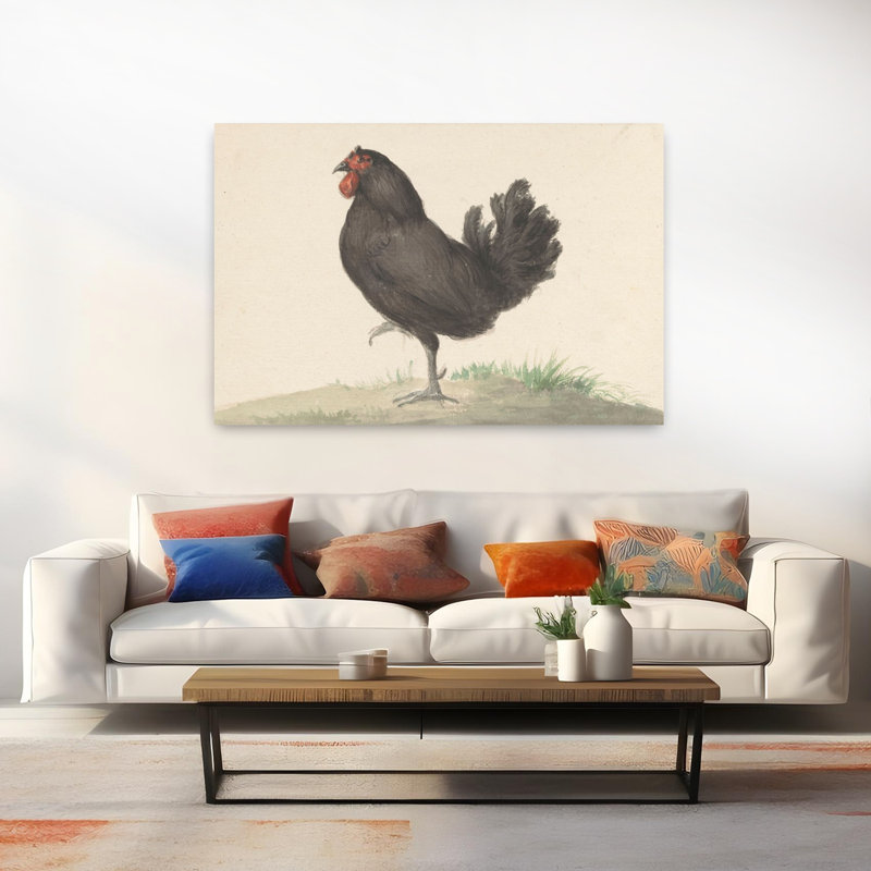 Art mural rétro classique Staande Zwarte Kip, H 12 po x l 18 po