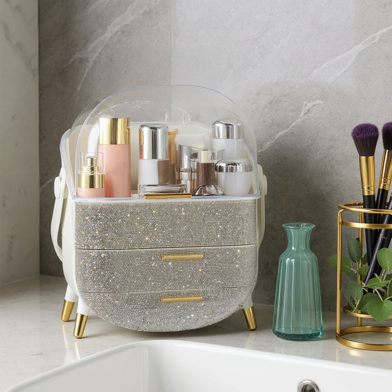 Plastic Makeup Organiser, White