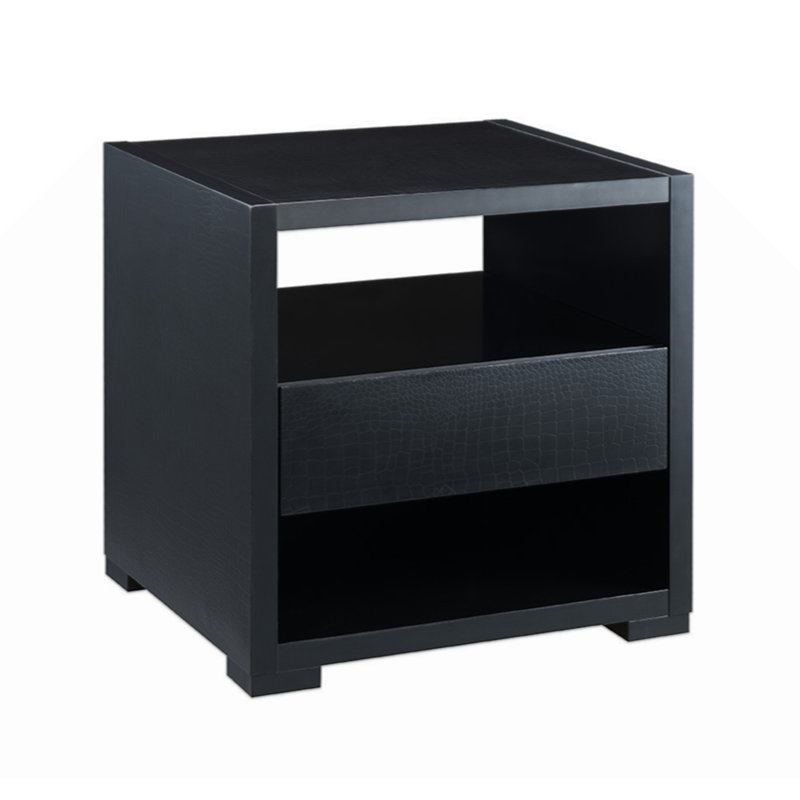 Accent Table, Sofa Side Table With Drawer 2-Tier Shelves