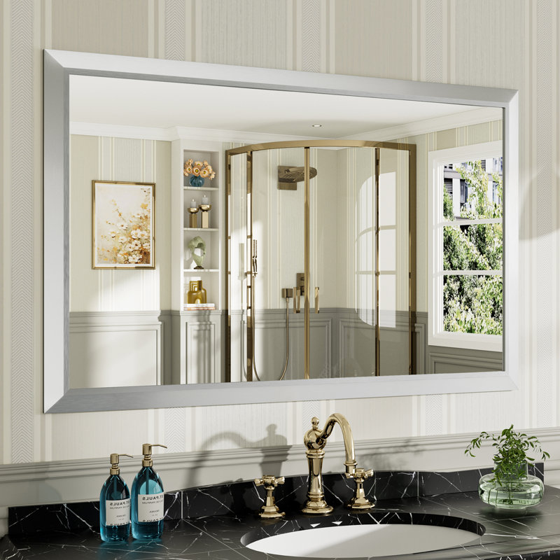 Miroirs de salle de bain modernes et contemporains en métal biseauté rectangulaire / carré avec verre trempé HD
