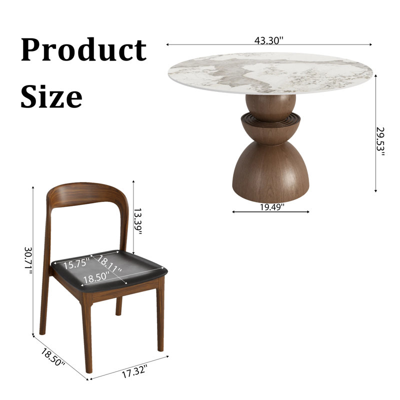 Ensembles de table de petit-déjeuner de table en pierre frittée ronde 3 \ 5 pièces avec chaises de salle à manger en cuir pour 2 \ 4, assemblage minimal