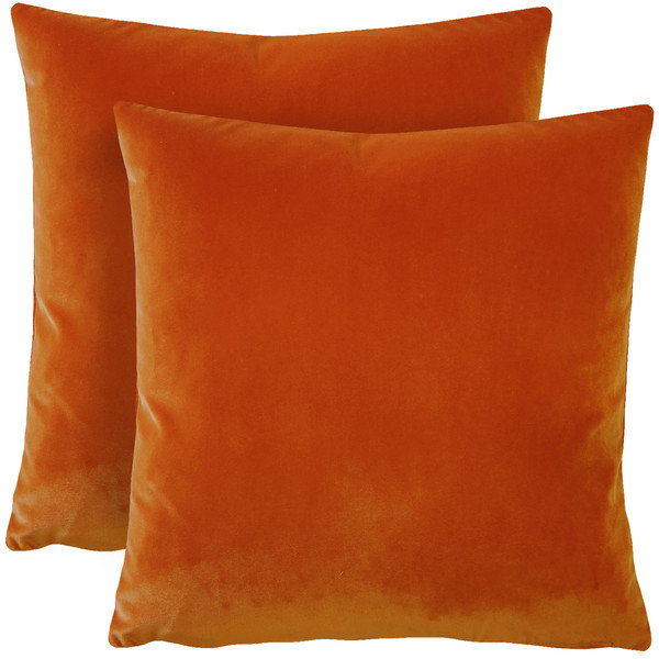 Housses de coussin en velours Francesca, ensemble de 2 housses de coussin, carré de 17 x 17 pouces pour canapé-lit Home Decor, orange coucher de soleil Sedona