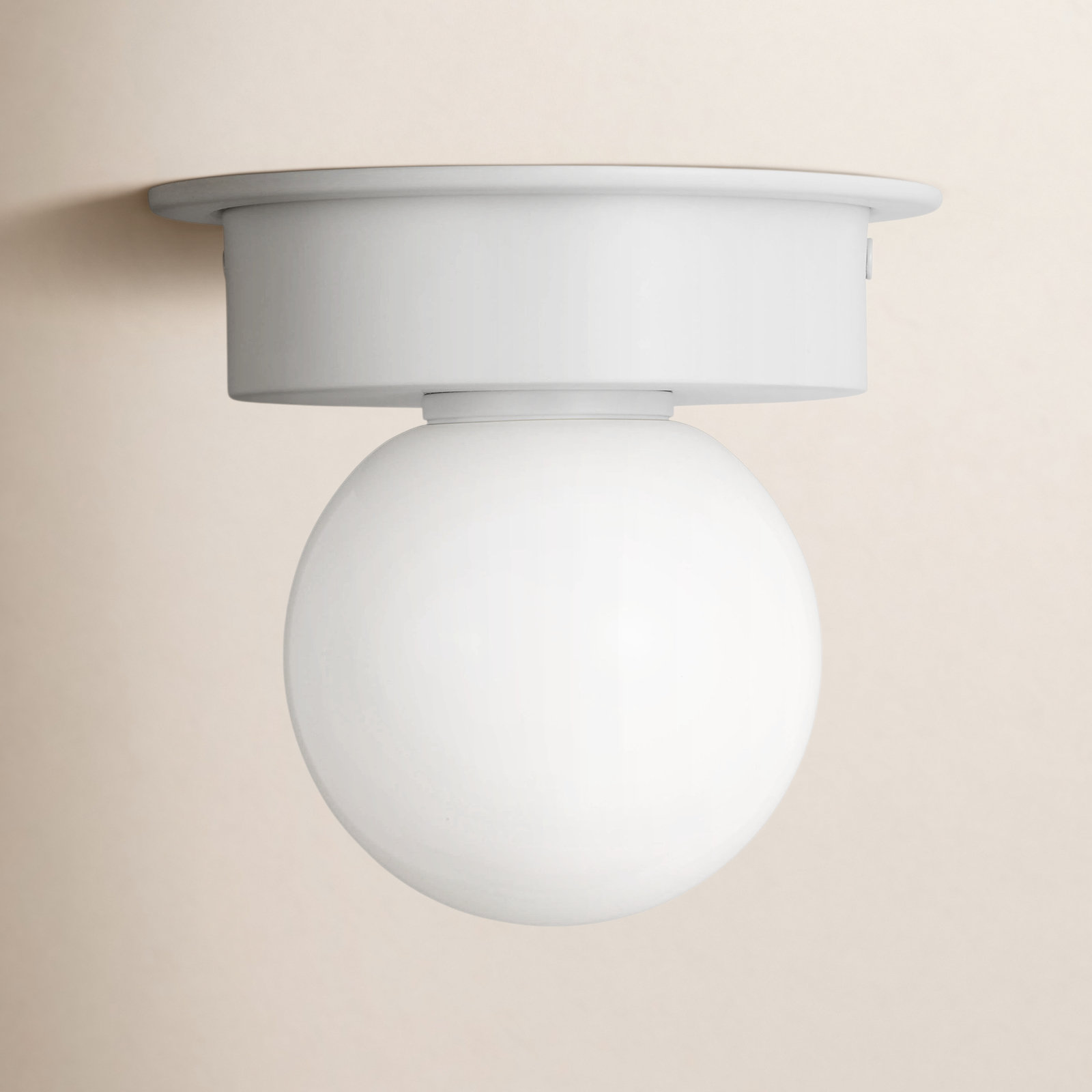 Single Light Milk Glass Shade Flush Mount, 4.625" H x 8" W x 8" D