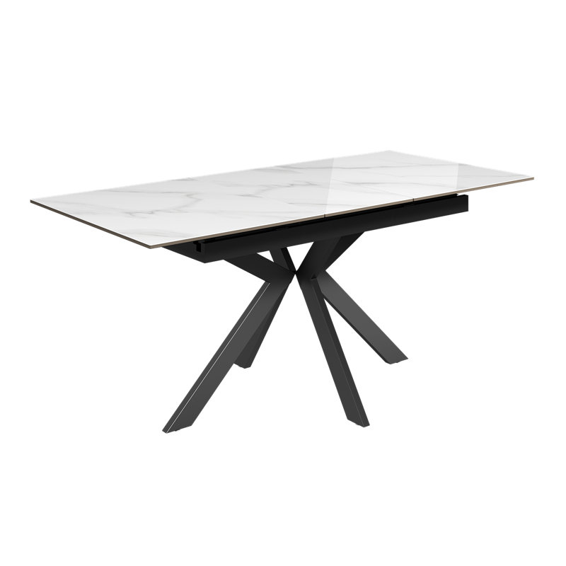 Extendable Metal Base Dining Table, 75cm H x 130cm L x 80cm W, White Gloss