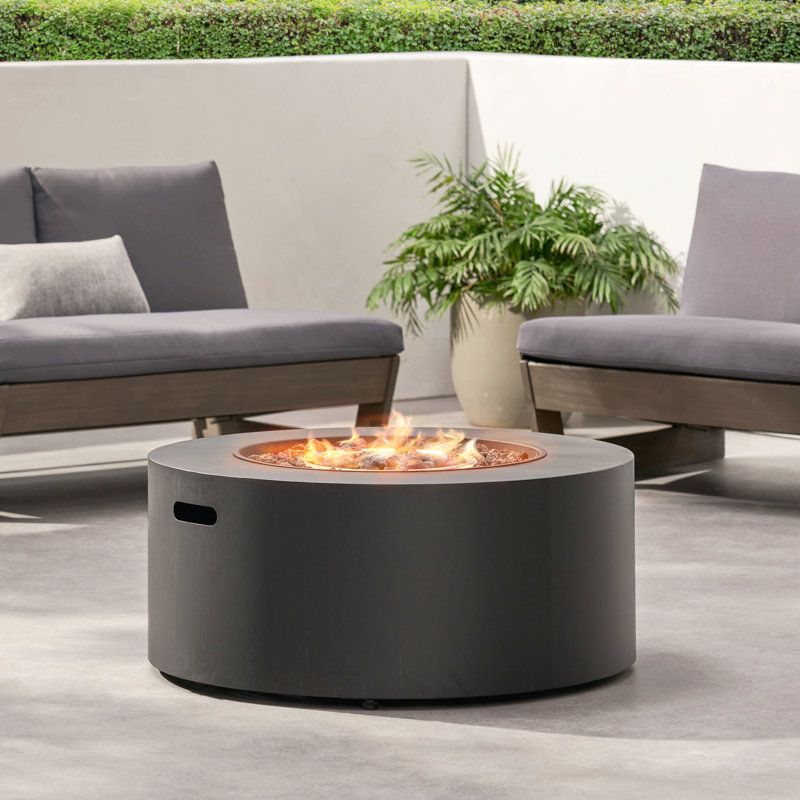 Foyer circulaire Mgo - 40 000 BTU, Gris, H 13,5 po x l 32 po x P 32 po