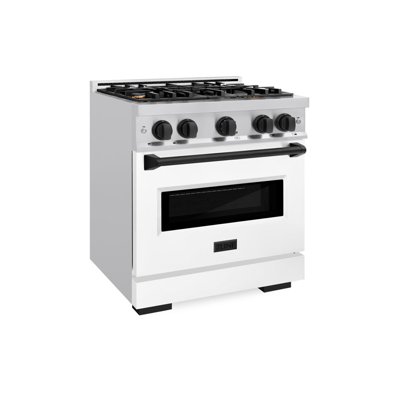 ZLINE Autograph 30" Classic Dual Fuel Range w/ White Door & Black Accents, Matte Black