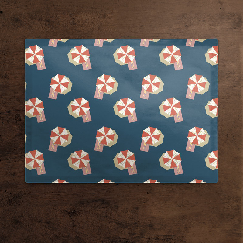Napperon à motif parapluie, Bleu marine / Rouge