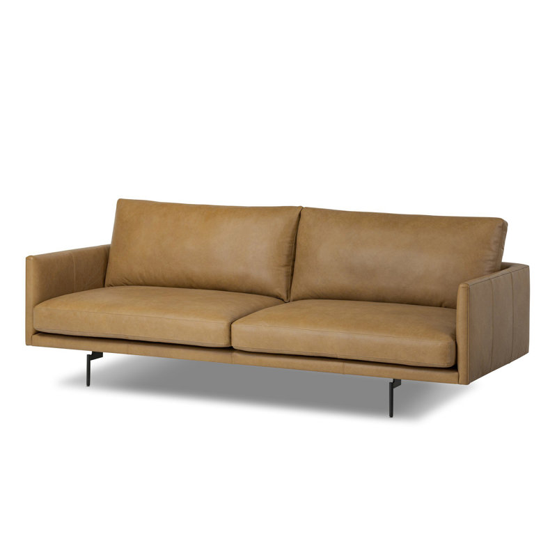 Melle Sofa-87"-Omari Natural, Lipari Camel Genuine Leather