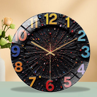Horloge murale colorée Art DesignDesign pour la maison - Horloge murale moderne en verre 12 po