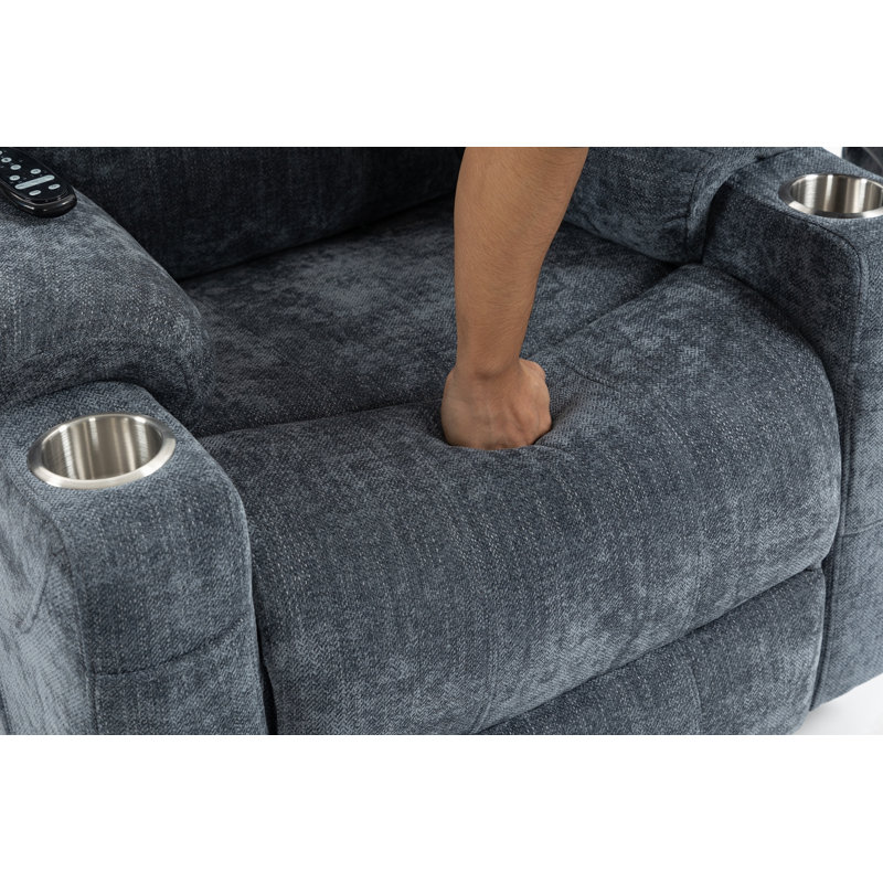 Fauteuil inclinable rembourré Warnnel, Chenille gris-bleu
