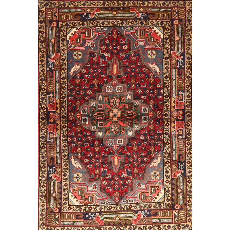 Tapis traditionnel rouge / brun Merilyn, Rectangle 5 pi x 8 pi