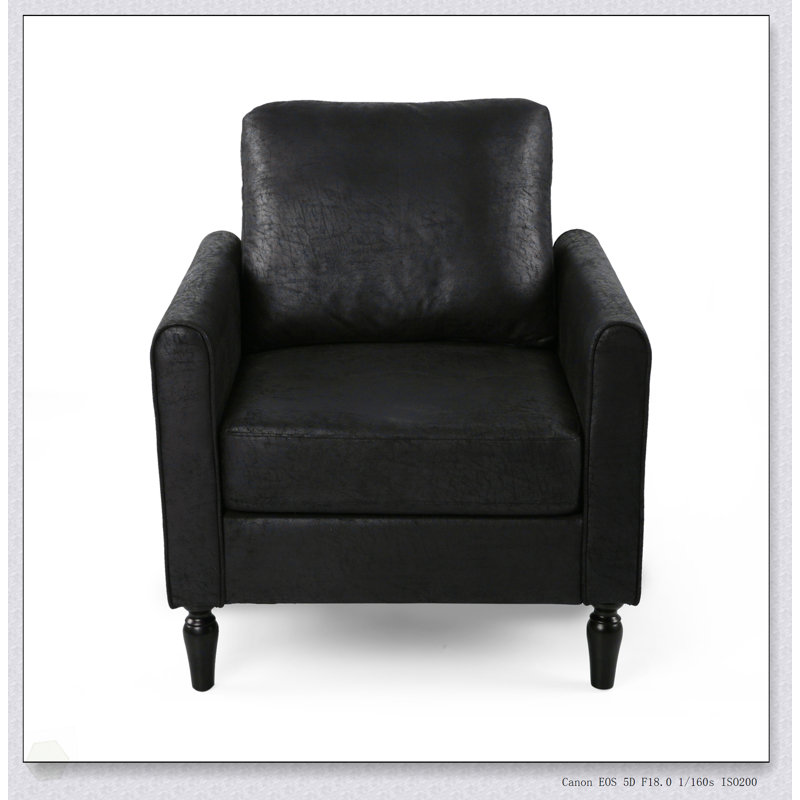 Luxurious Button-Tufted Club Chair With Nailhead Trim And Turned Birch Wood Legs For Elegant Comfort, Black 
