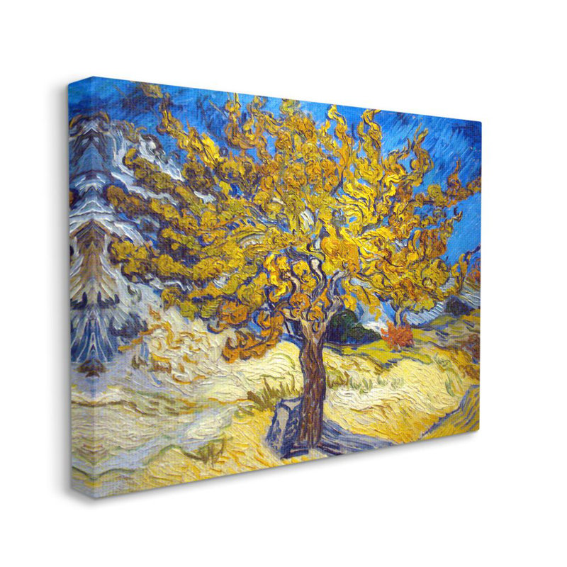 «Golden Tree Blue Yellow Van Gogh Classical» par Vincent Van Gogh - reproduction d'art, H 16 po x l 20 po, Toile tendue
