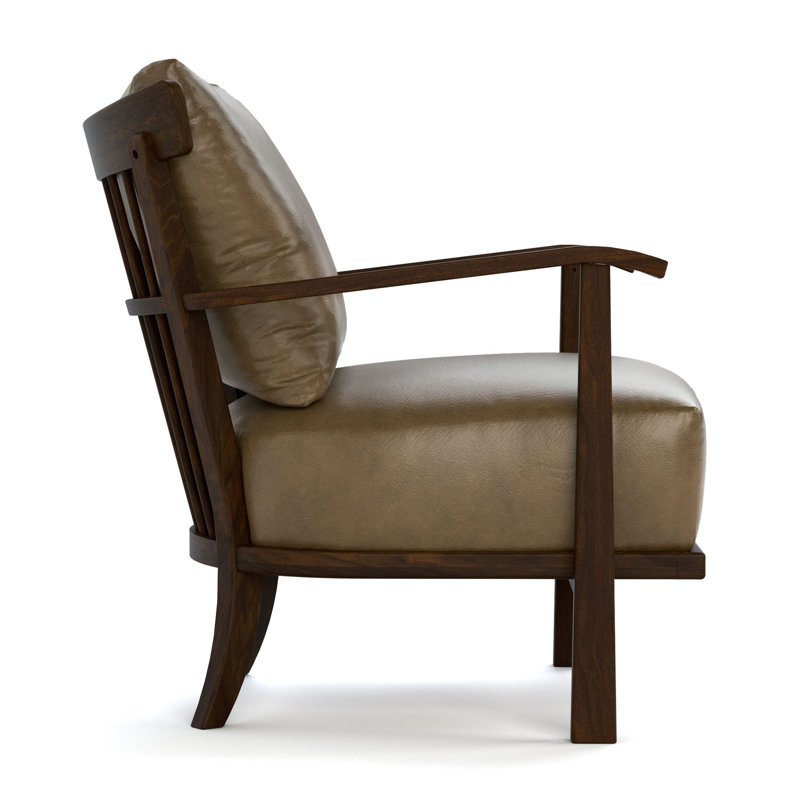 Hudson Valley Wood-Frame Chair, Brown Genuine Leather