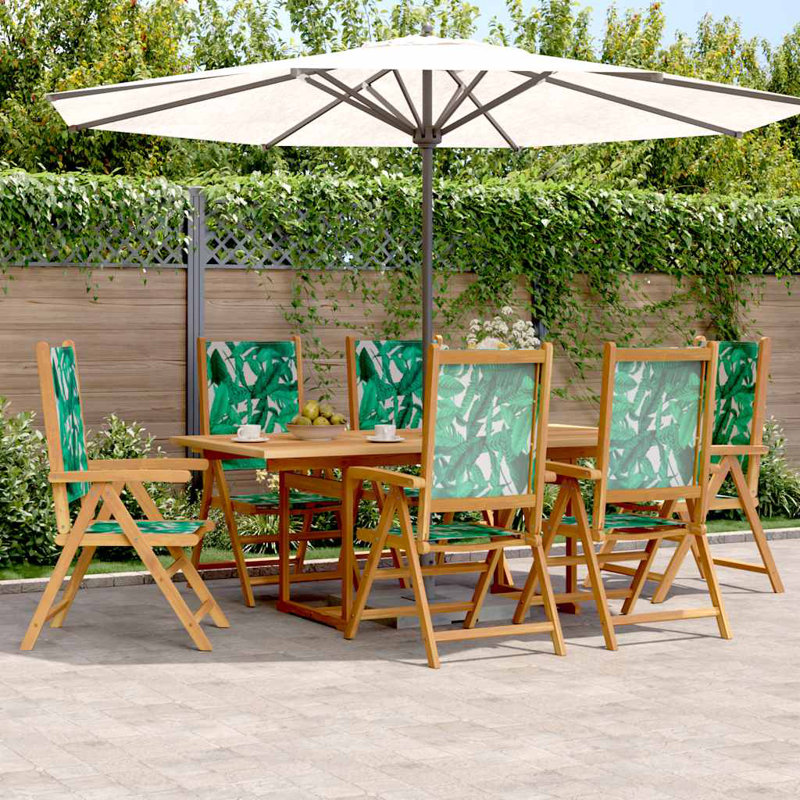 6 - Person Acacia Patio Dining Set with Extendable Rectangular Table