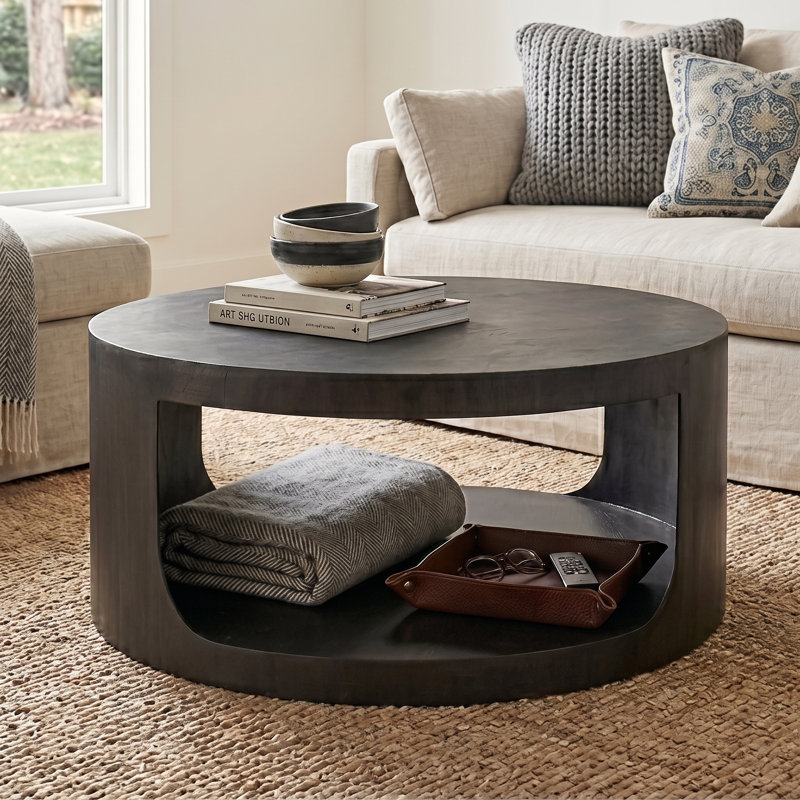 Round Coffee Table with Open Shelf
