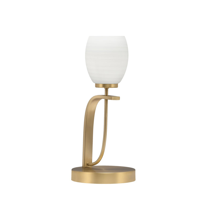 Lampe d'appoint Cavella illustrée d'un verre en lin blanc de 5 po, Laiton New Age
