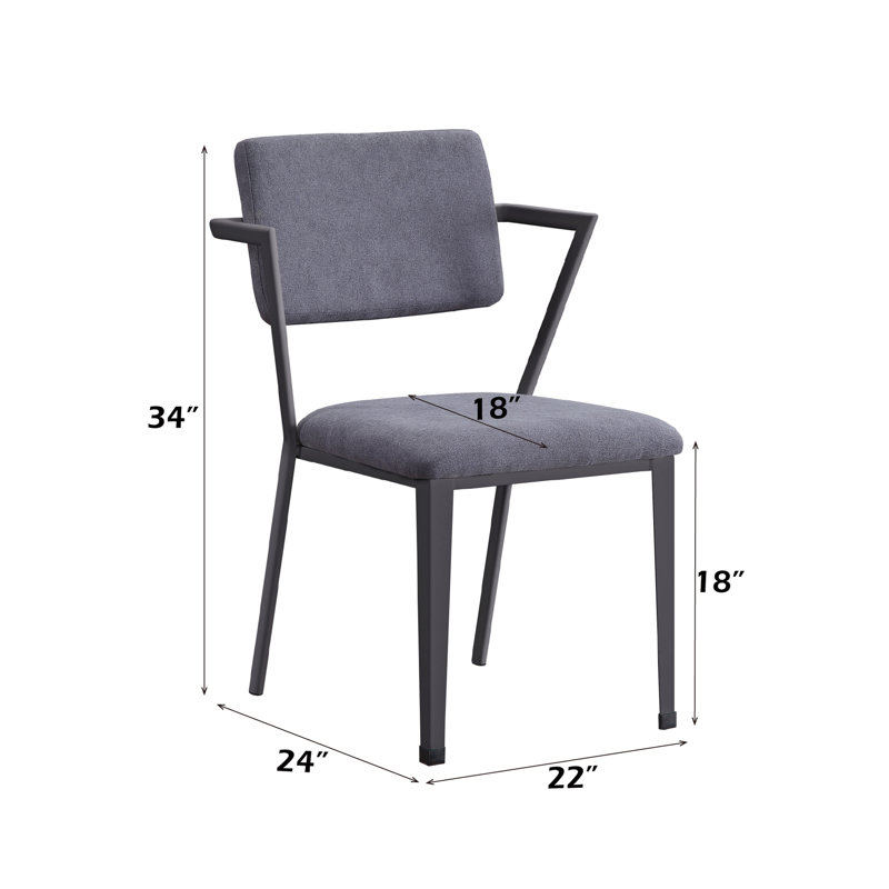 Ensemble de 2 chaises de salle à manger en tissu gris et finition bronze industriel