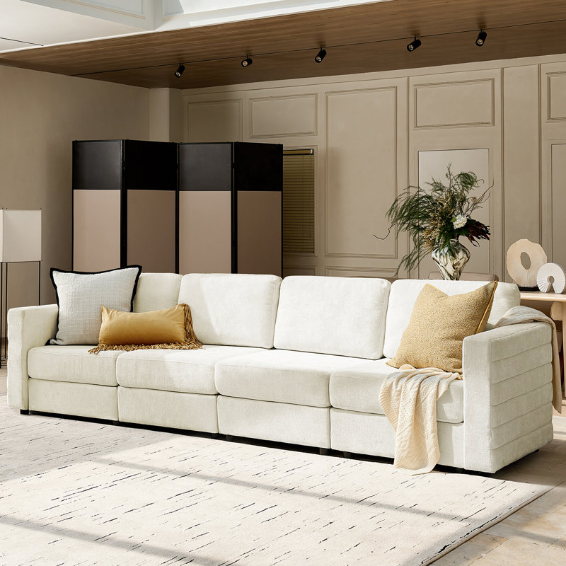 Jagger Modern Wide-Seat Modular Storage Sofa, 4, Beige, 35.5" H x 124.5" W x 34.25" D