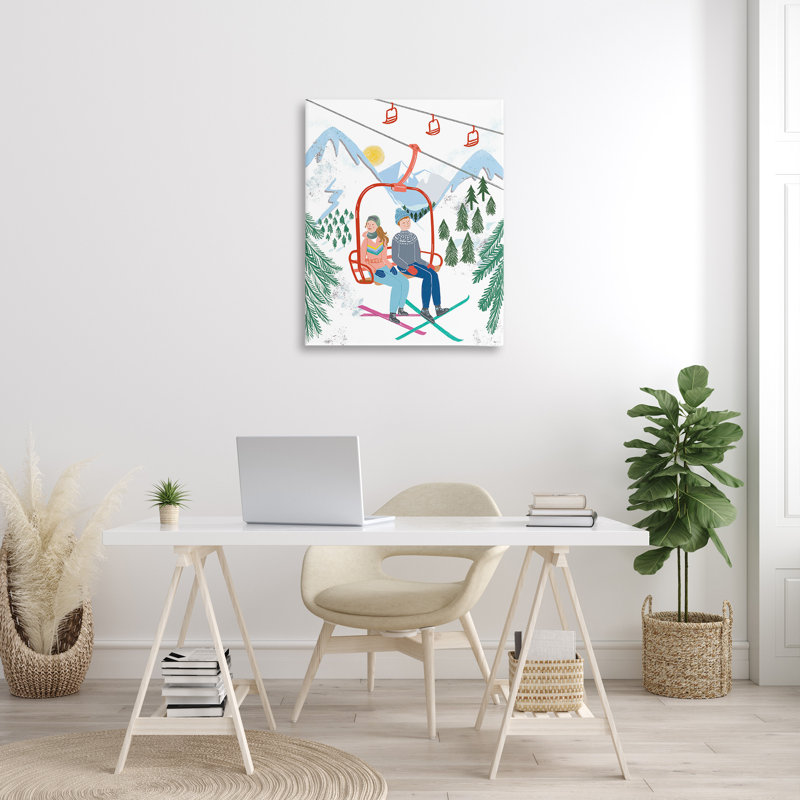 «Winter Ski Lift Friends» par Jo Reid, H 40 po x l 30 po x P 1,5 po