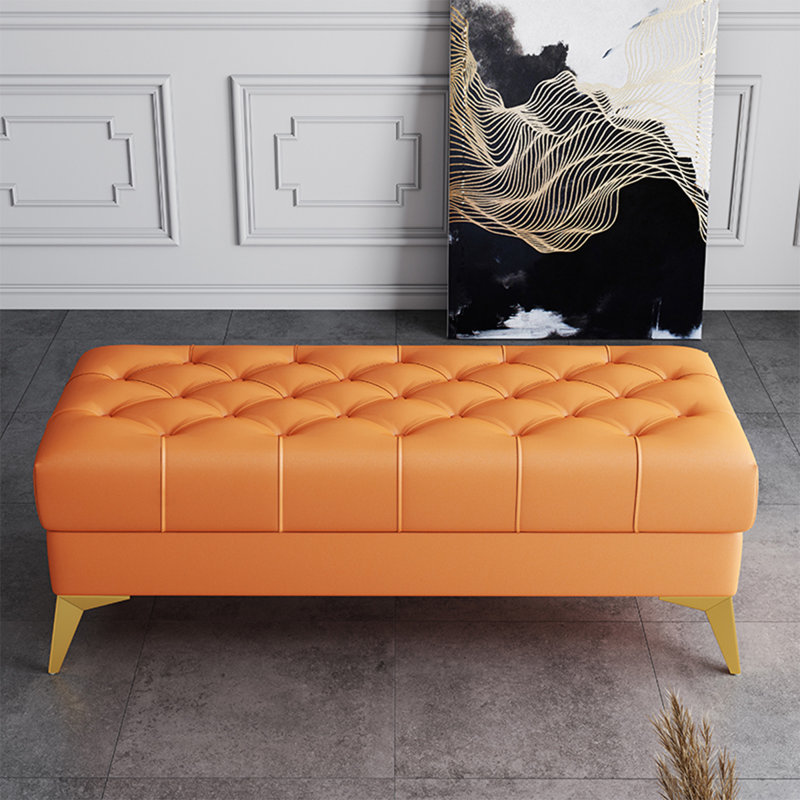 Upholstered Bench, Orange, 17.72" H x 59.06" W x 19.69" D