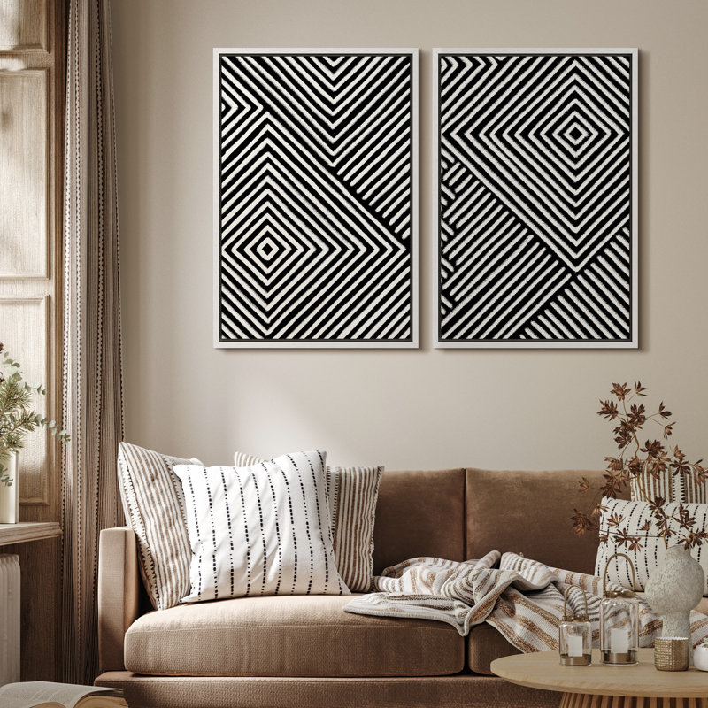 Reproduction d'art numérique sur toile encadrée 2 pièces, H 36 po x l 48 po x P 1,5 po, Blanc