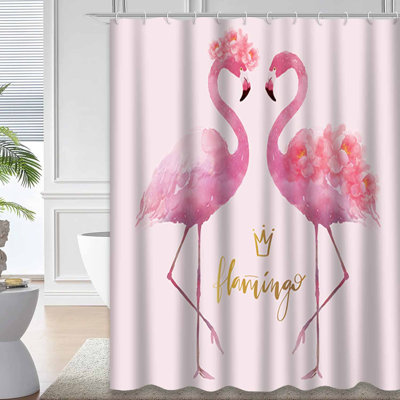 Flamant rose avec aquarelle et rose