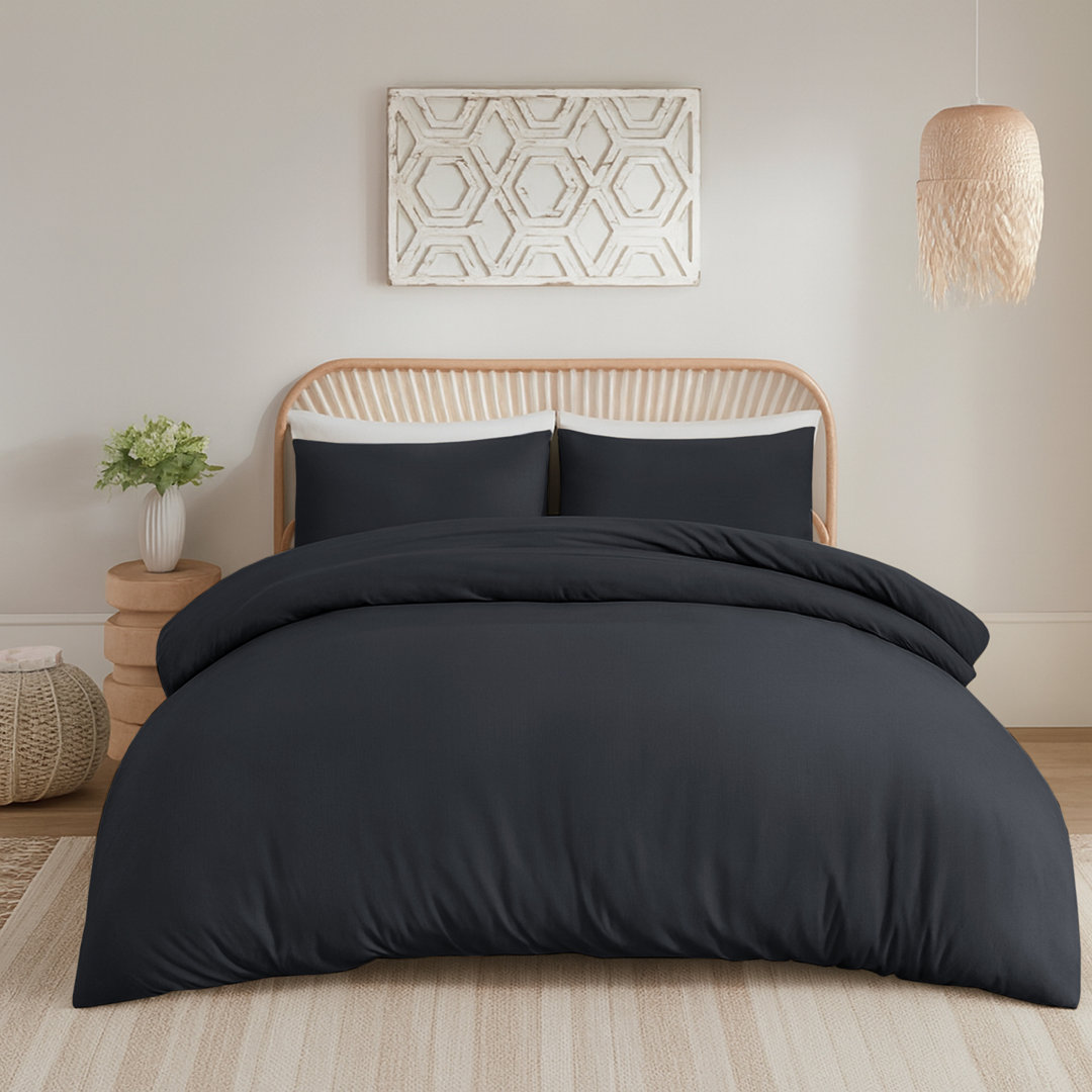 Aspire Homeware Hotel Quality 3 Piece Dyed Duvet Bedding Set with Pillowcases for Soft and Elegant Sleep