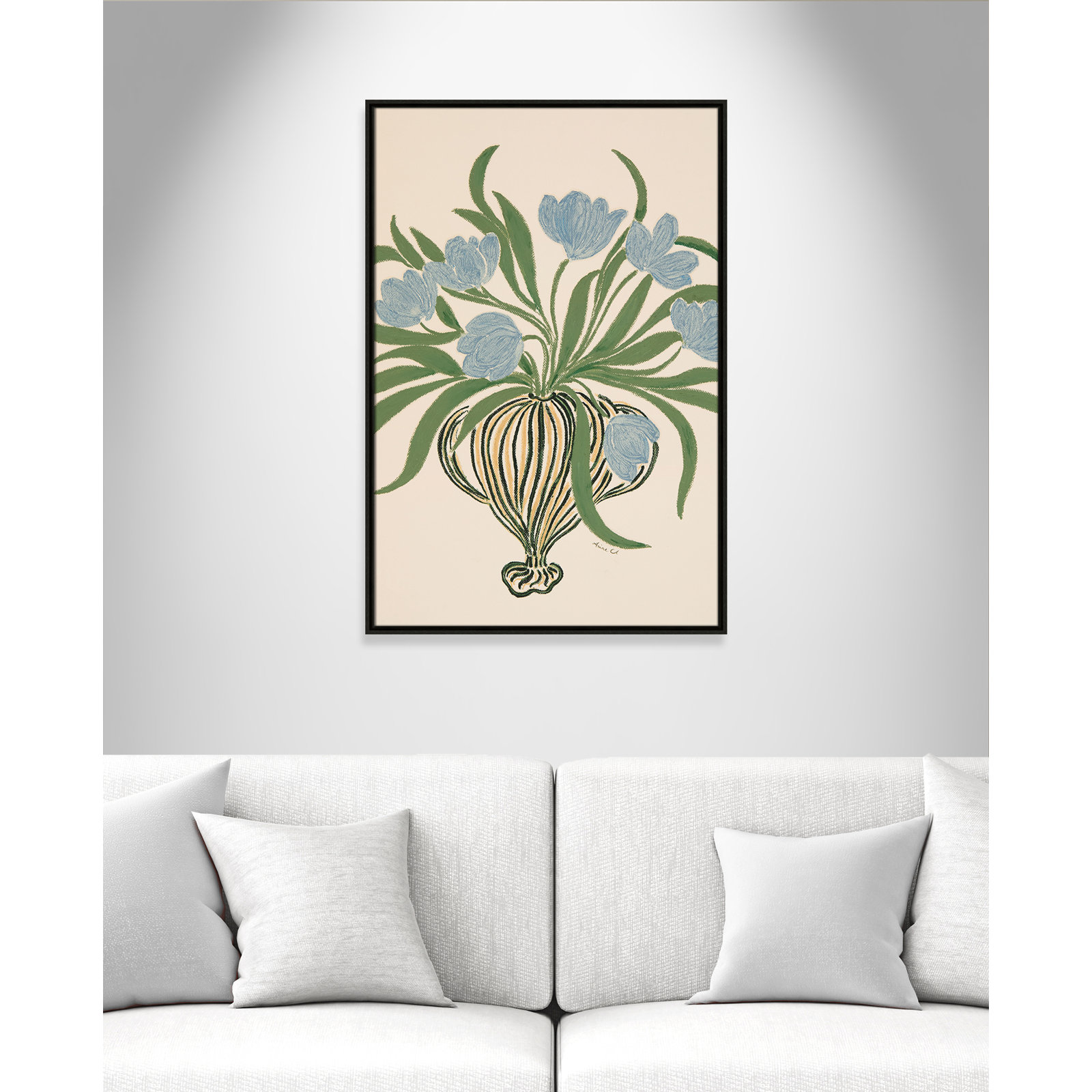 La Poire Blue Tulips Print by Camilla Bergqvist, Espresso, 37.5" H x 25.5" W