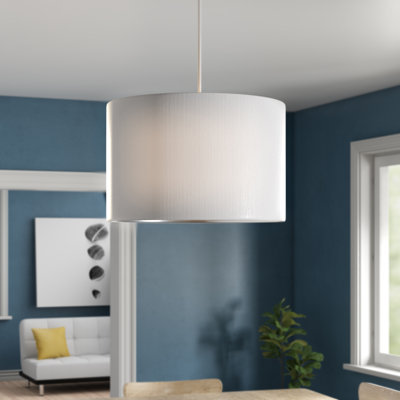 20 cm H Drum Silk Pendant Shade ( Clip On and Screw On )