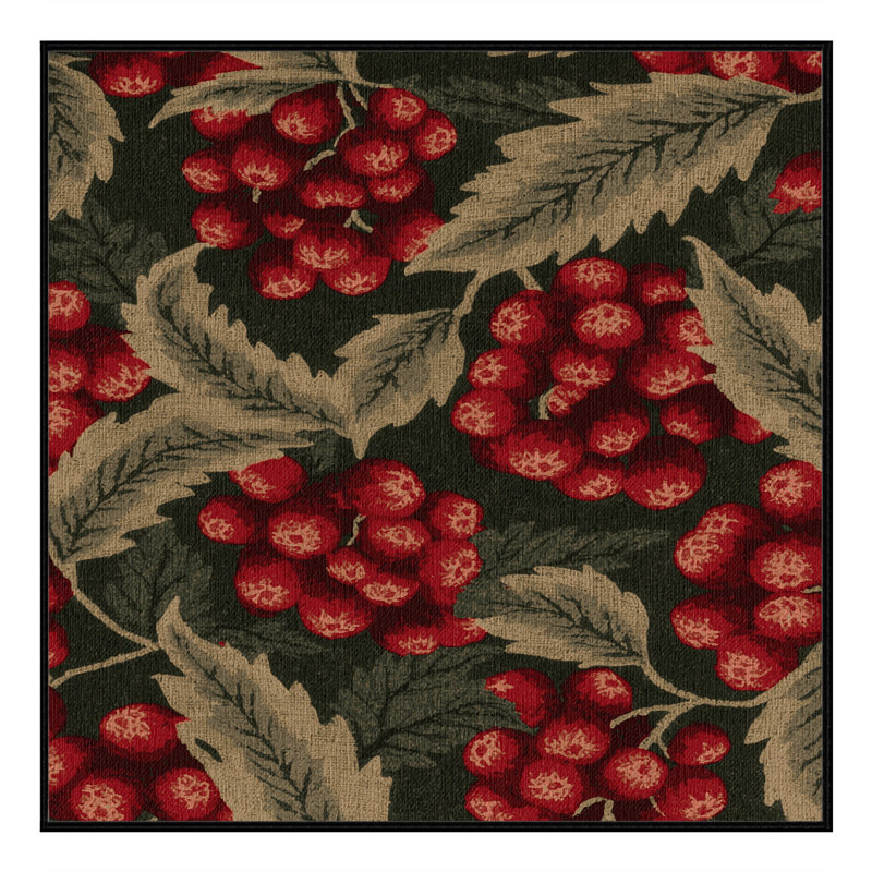 Washable Mulberry Red Fruits Area Rug, Square 7'