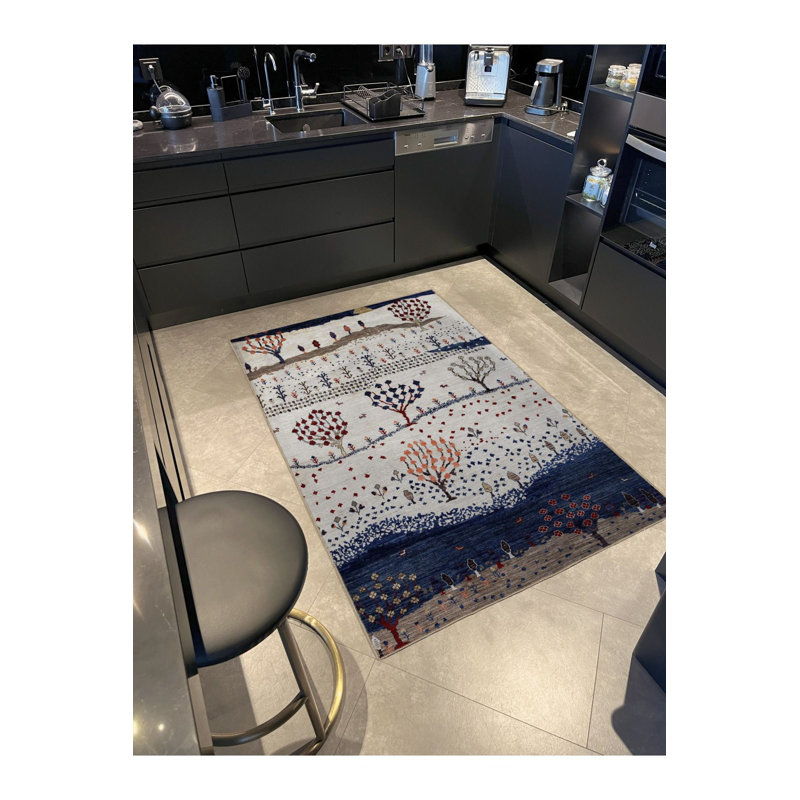 Tapis décoratif moderne à motif d'arbre d'automne lavable à la machine, Sous-tapis rectangulaire de 3 pi 3 po x 4 pi 11 po