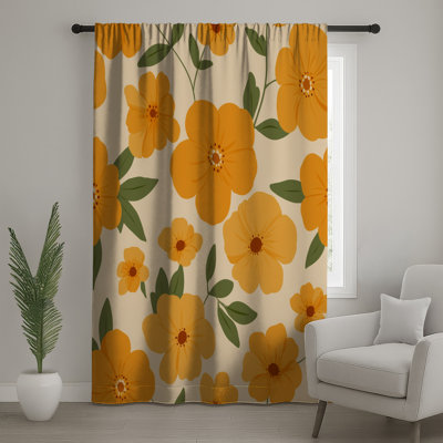 Floral Window Curtains, Nature Sheer & Blockout Curtains - 1 Panel