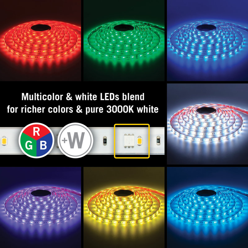 RibbonFlex Pro, 24 V, RVB + W, 30 + 30 DEL / M, IP67, bande lumineuse sous l'armoire 2,5 m