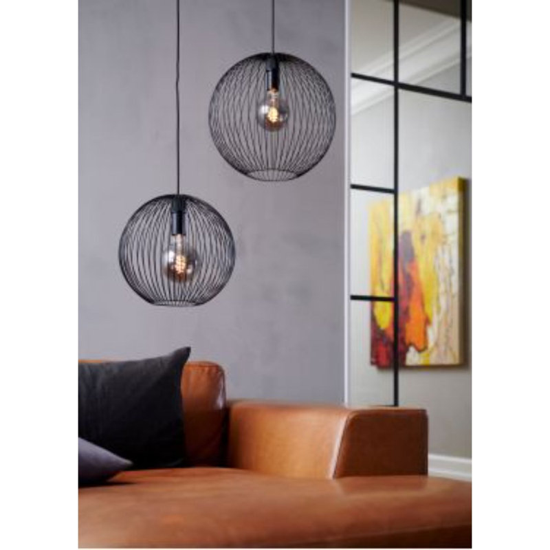 1 - Light Black Sphere Pendant, 43cm H x 45cm W x 45cm D