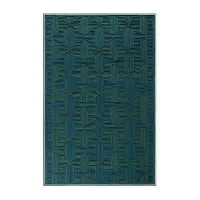 Machine Washable Trellis Blue Area Rug