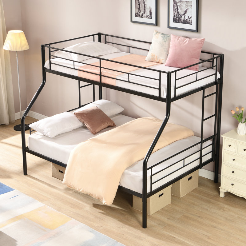 Lit superposé en métal, aucun sommier requis, grand rangement sous le lit, assemblage facile