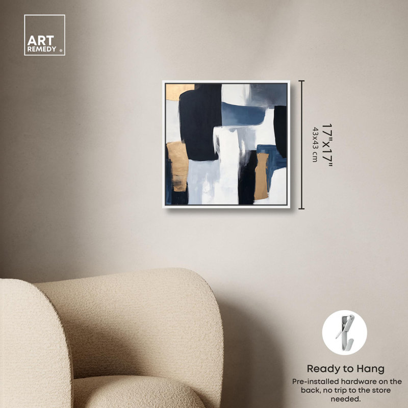Toile assemblée de couleur palette II par Art Remedy, H 17 po x l 17 po, Cadre flottant, Blanc