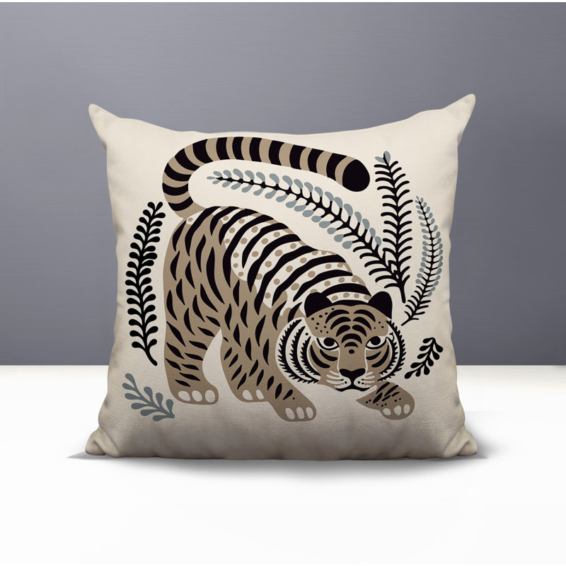 Oreiller carré réversible Remo Tiger, Carré 19 po, Beige