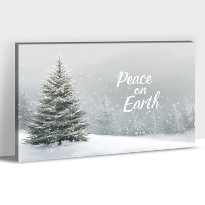 Grande Abiella - paix sur la terre, scène de vacances d'hiver, impressions sur toile de pin enneigé, œuvre d'art de Noël de campagne pour décoration intérieure, affiche prête à accrocher, 24 po x 32 po